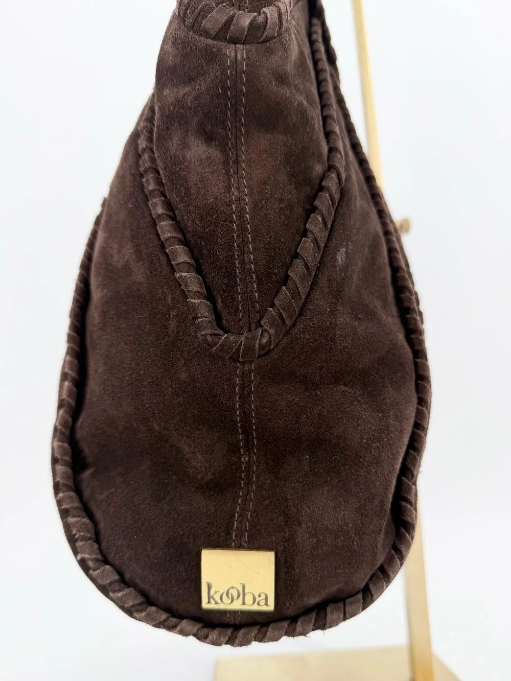 Kooba Leather Suede Brown Hobo Shoulder Bag